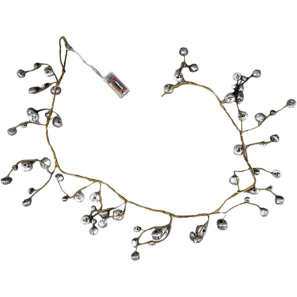Shatchi Warm White LED Christmas Garland with Silver Bells 150cm Image 1