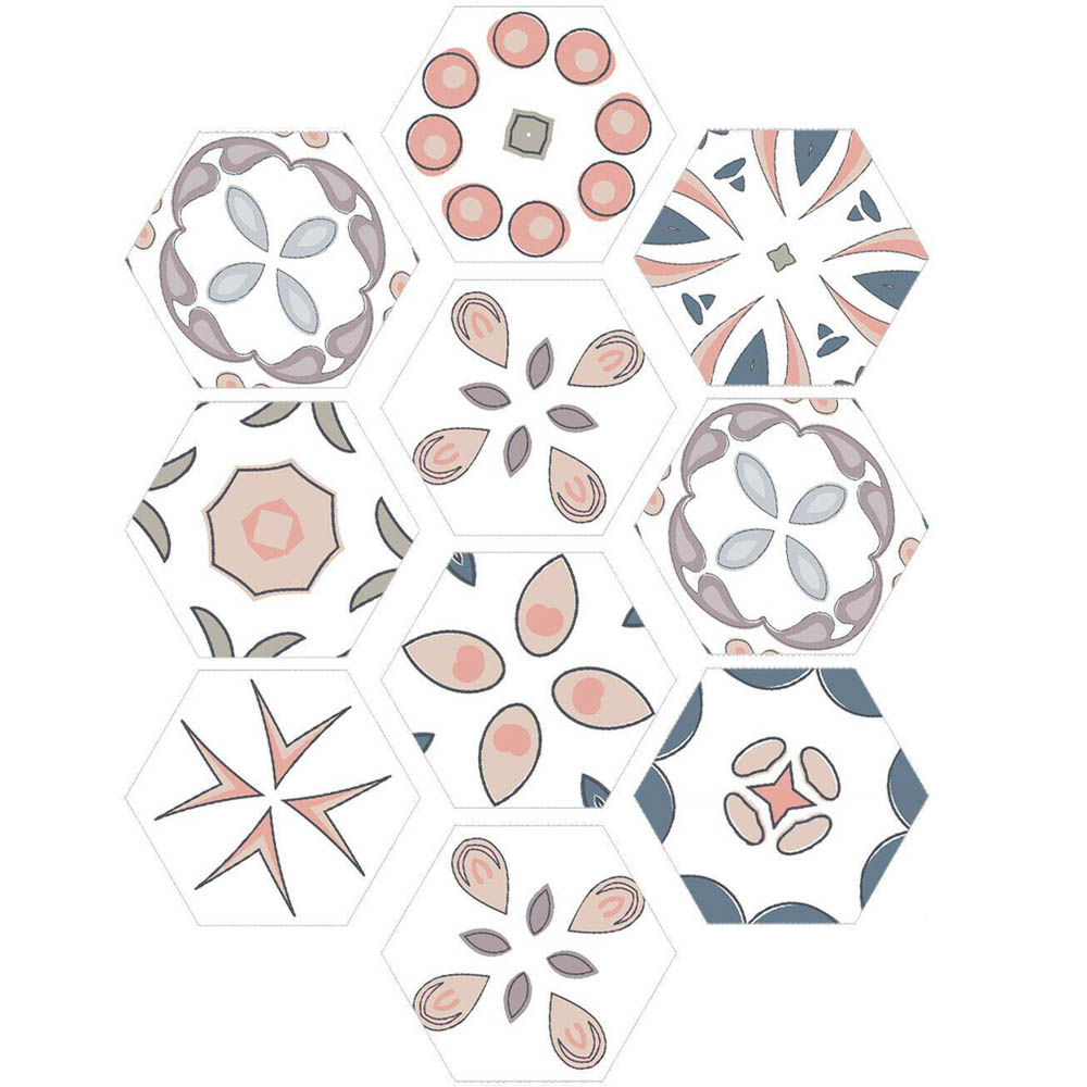 Walplus Peach Abstract Hexagon Floor Tile Stickers 10 Pack Image 2