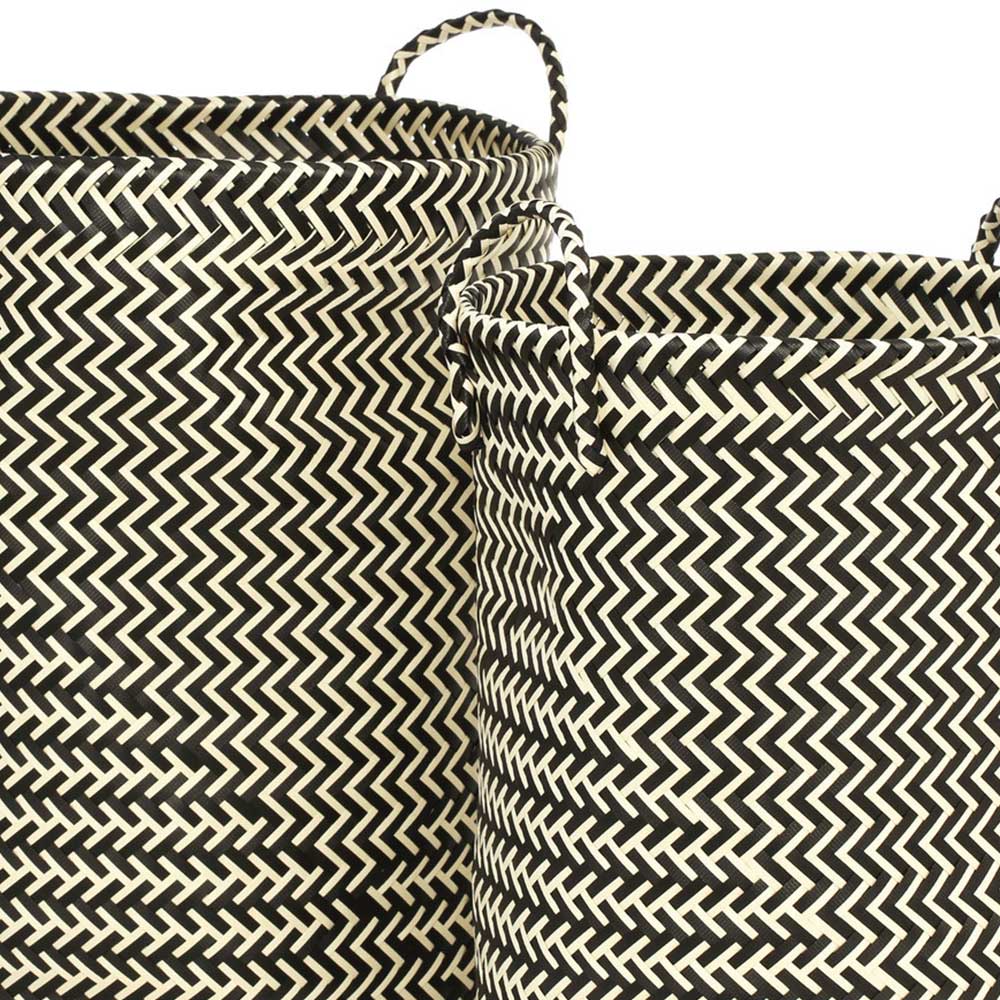 Premier Housewares Black and White Woven Storage Baskets 2 Set Image 6
