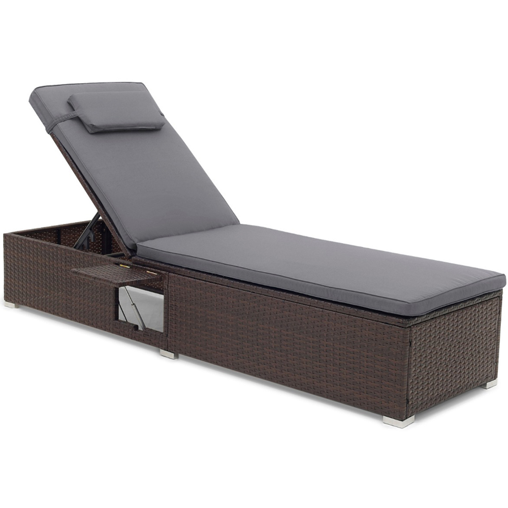 Costway Grey PE Rattan Lounge Chair with Seat Cushion Image 2