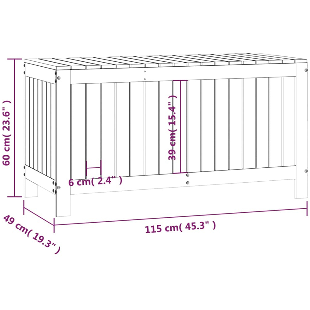 vidaXL 60 x 115 x 49cm White Pine Wood Garden Storage Box Image 9