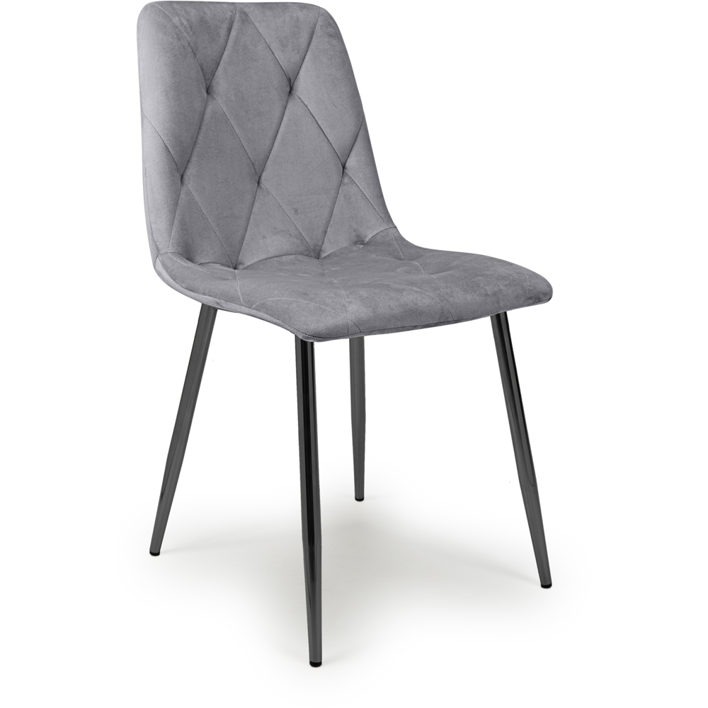 Vernon Set of 4 Grey Brushed Velvet Dining Chair Image 2