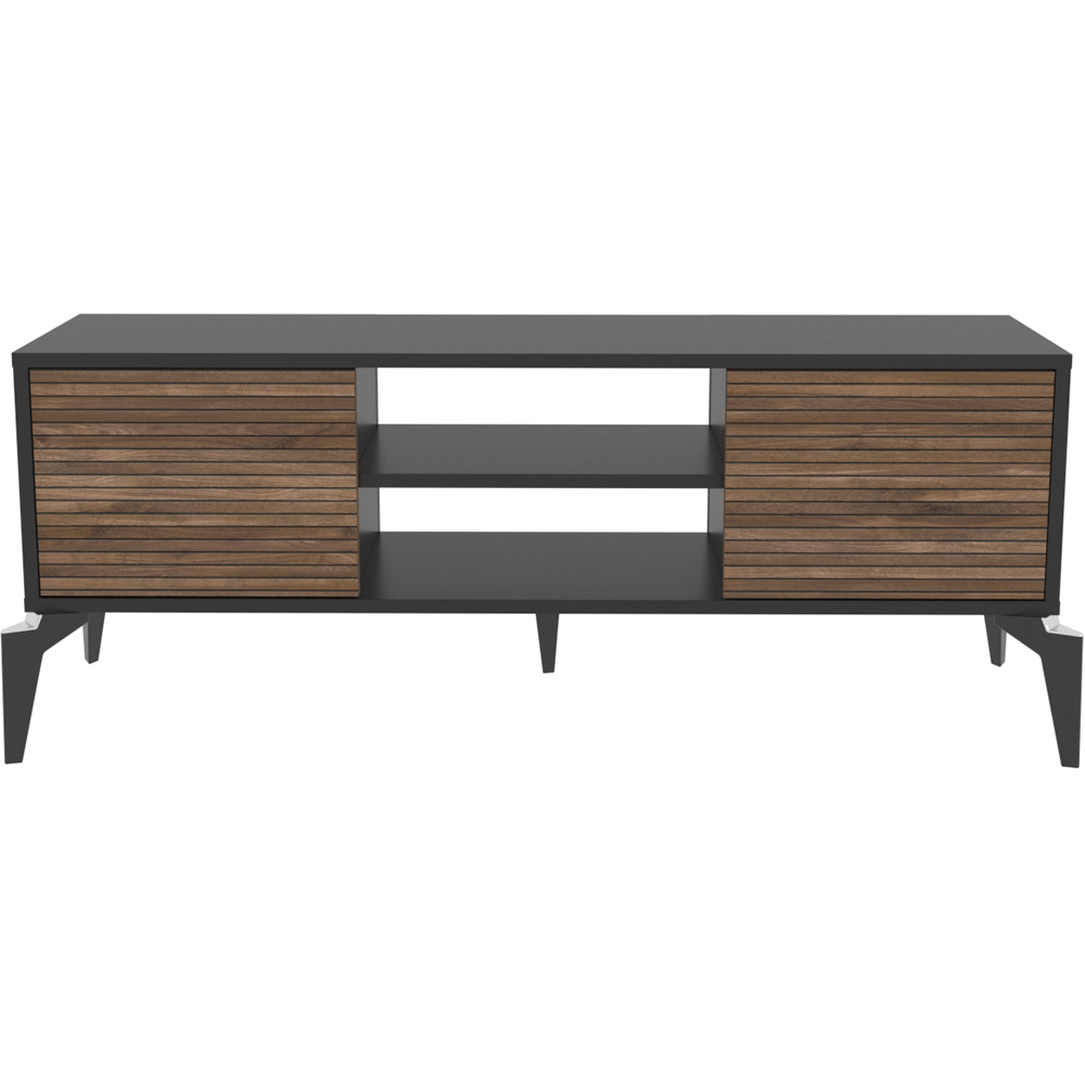 Decorotika Lojo 2 Door 2 Shelf Black Alina TV Stand for 50 inch TV Image 2