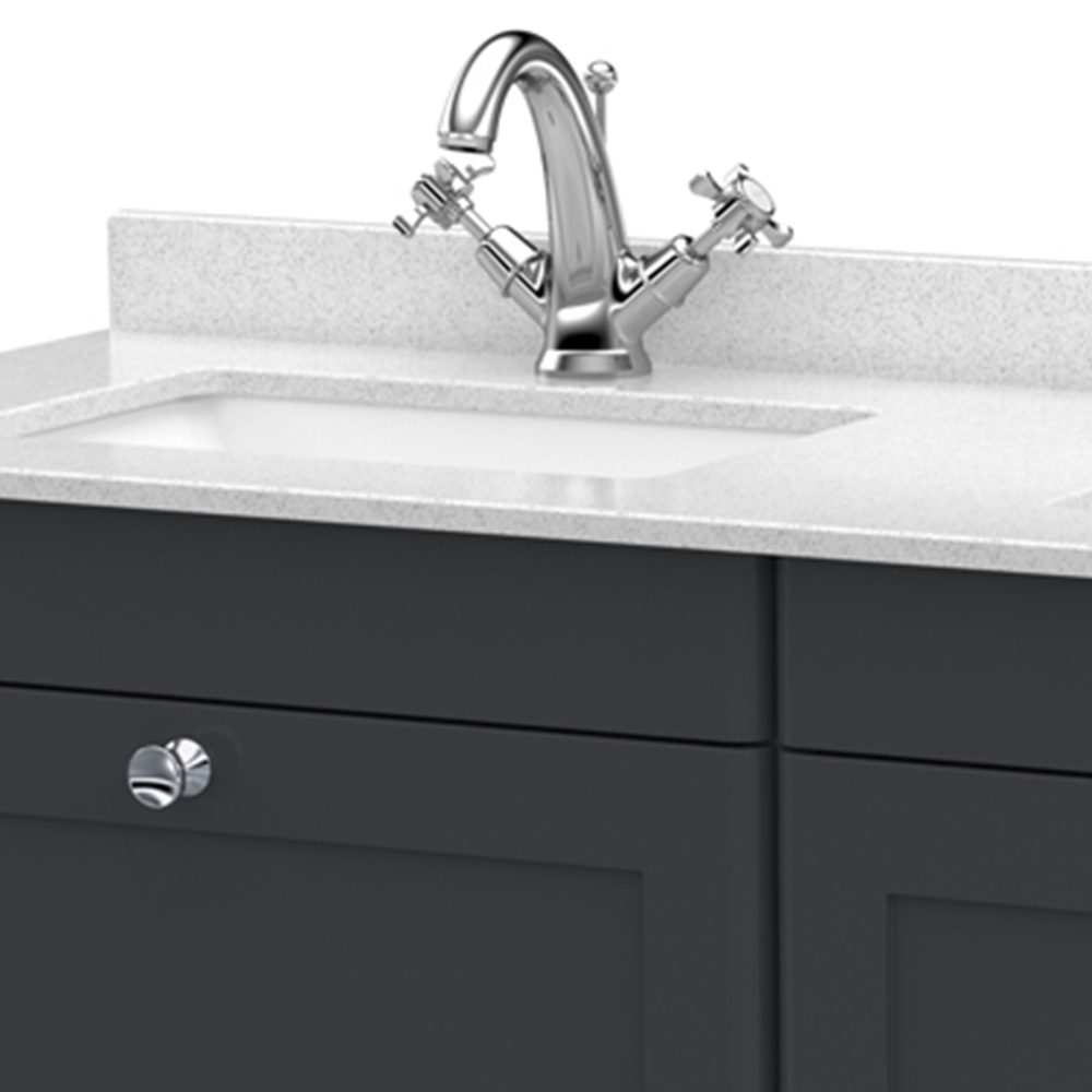 nuie Classique 2 Drawer Soft Black and White Wall Hung Unit and 1 Tap Hole Marble Basin 1200mm Image 2