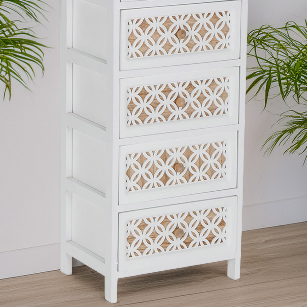 Nasara 5 Drawer White Storage Tower Image 6