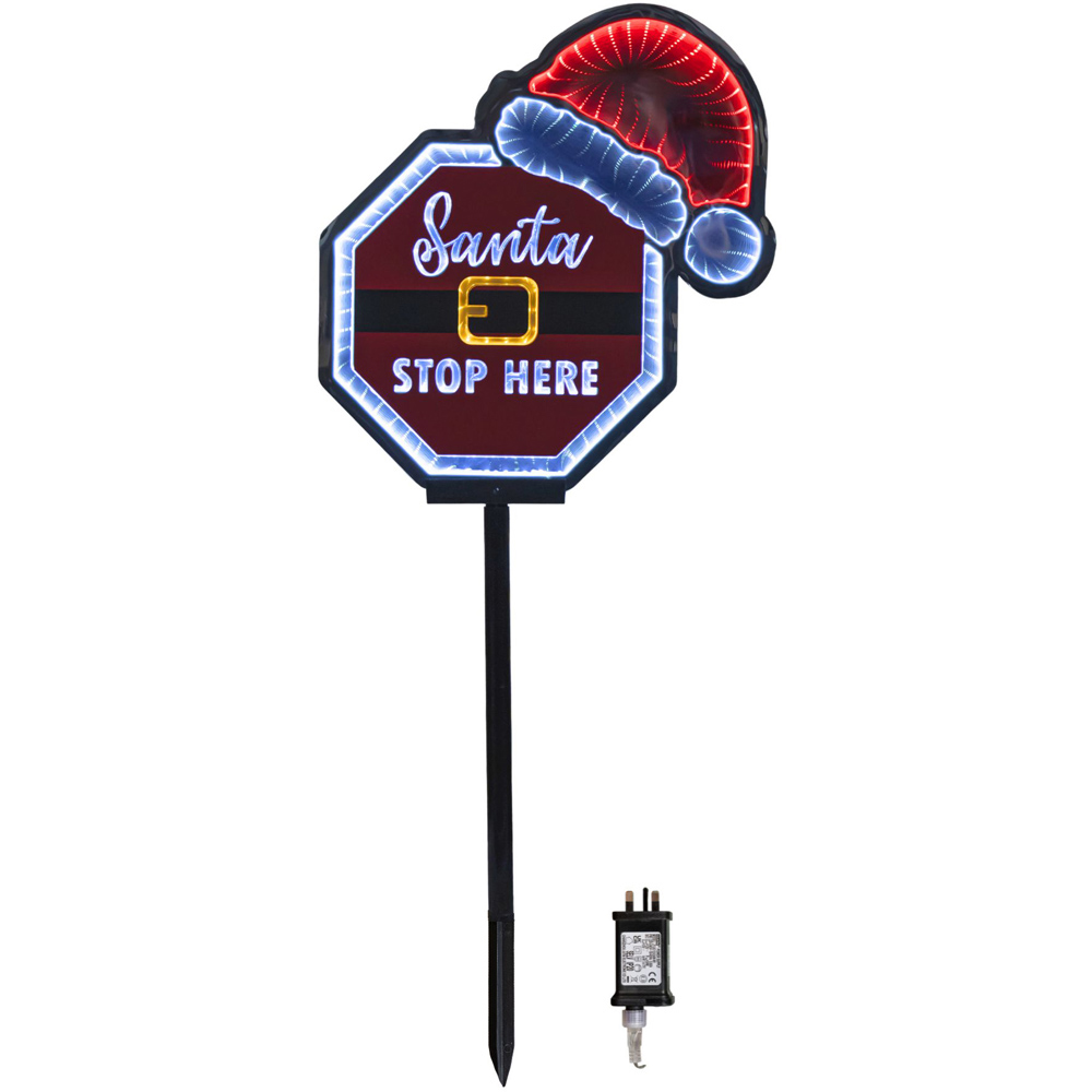 Samuel Alexander Red and White LED Santa Stop Here Sign with Santa Hat Christmas Decoration 40cm Image 2