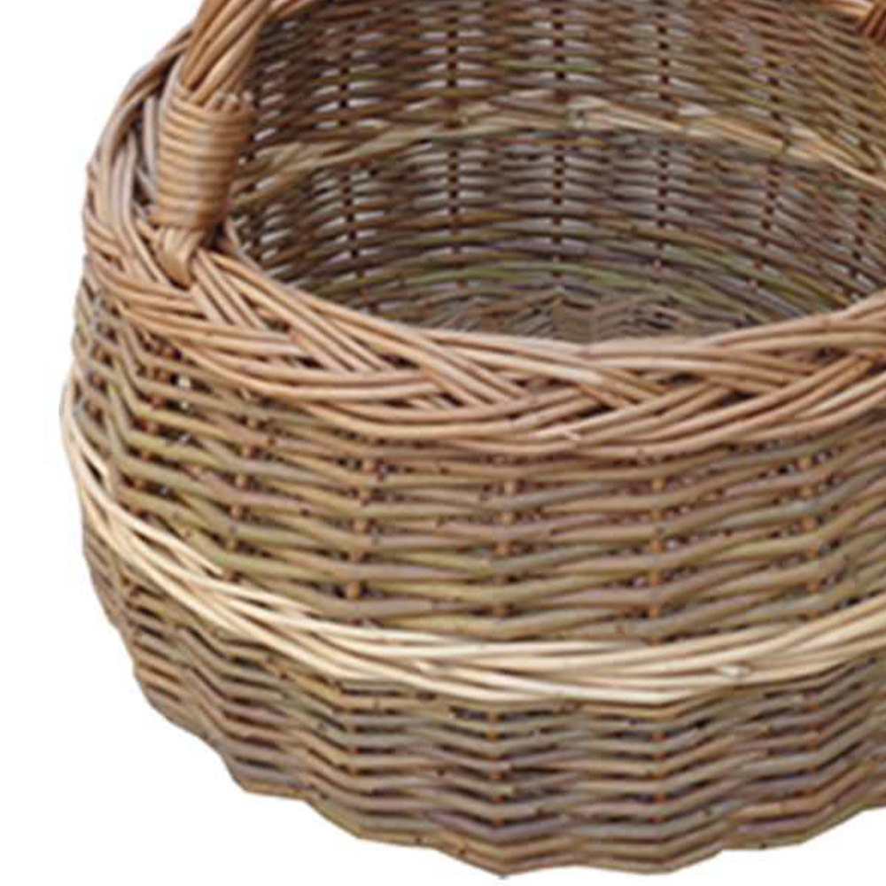Red Hamper Small Round Wicker Shallow Shopping Basket Image 3
