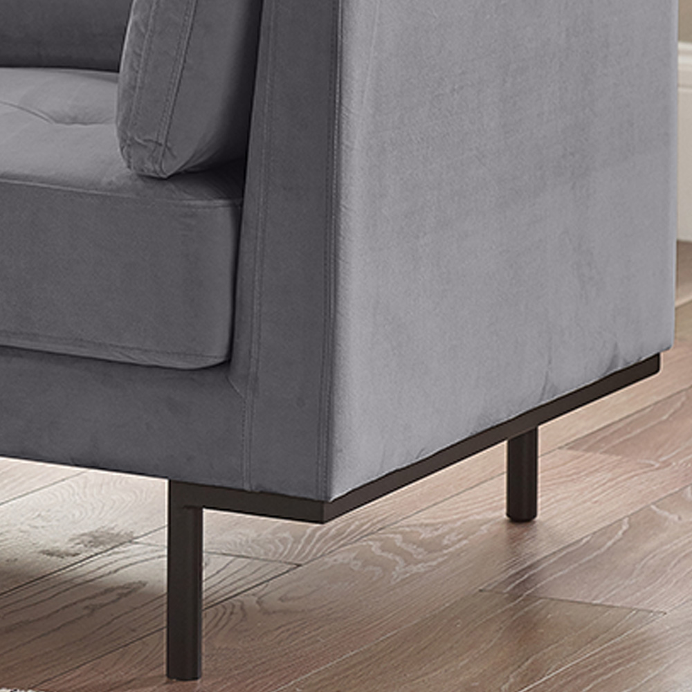 Furniturebox Eva 2 Seater Grey Velvet Sofa Image 3