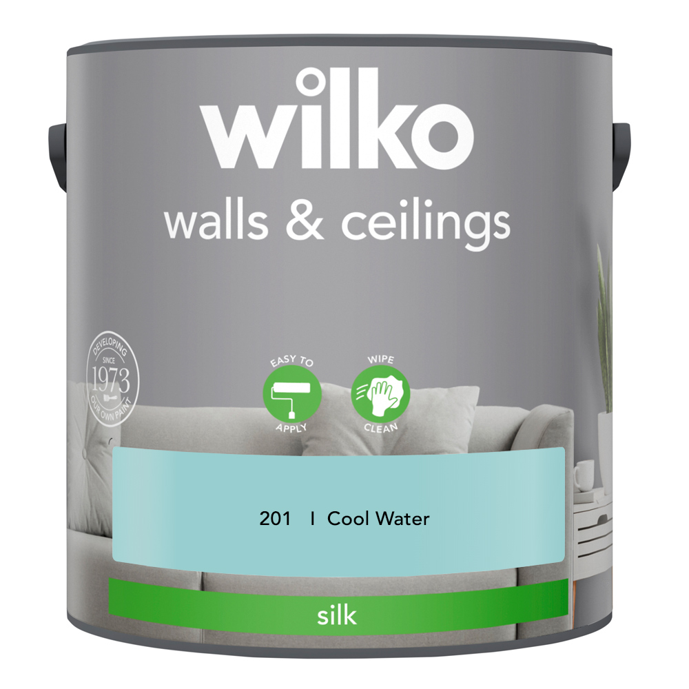 Wilko Walls & Ceilings Cool Water Silk Emulsion Paint 2.5L Image 2