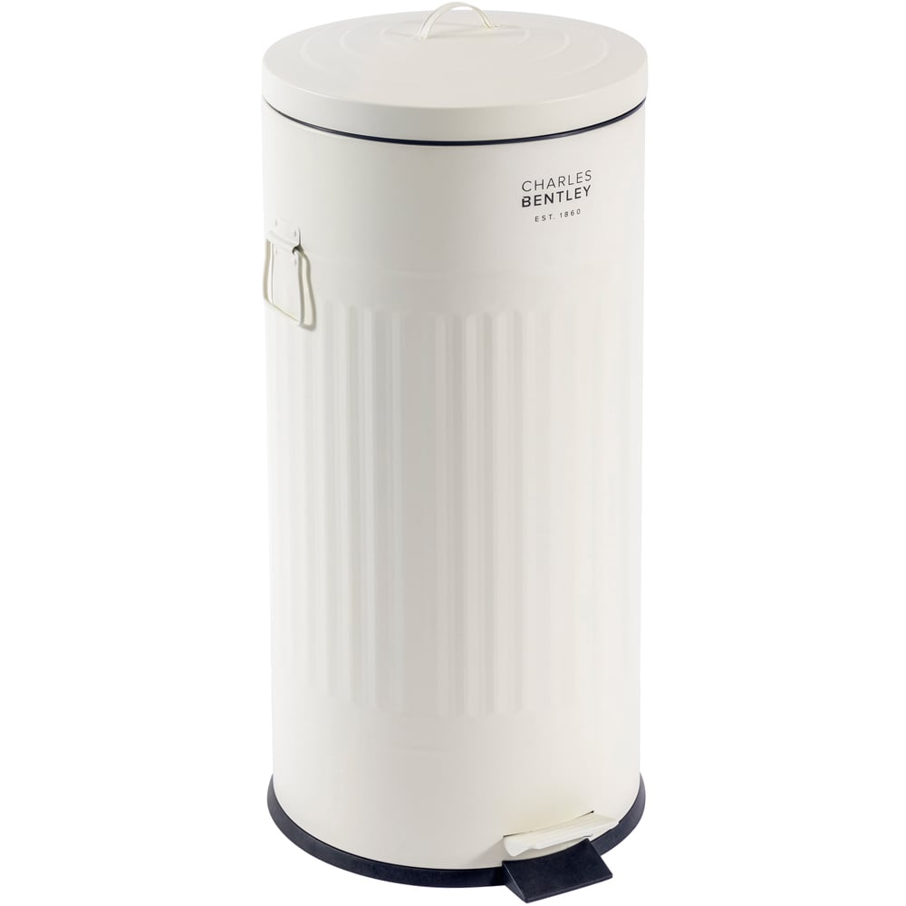 Charles Bentley Retro Cream Round Pedal Bin 30L Image 1