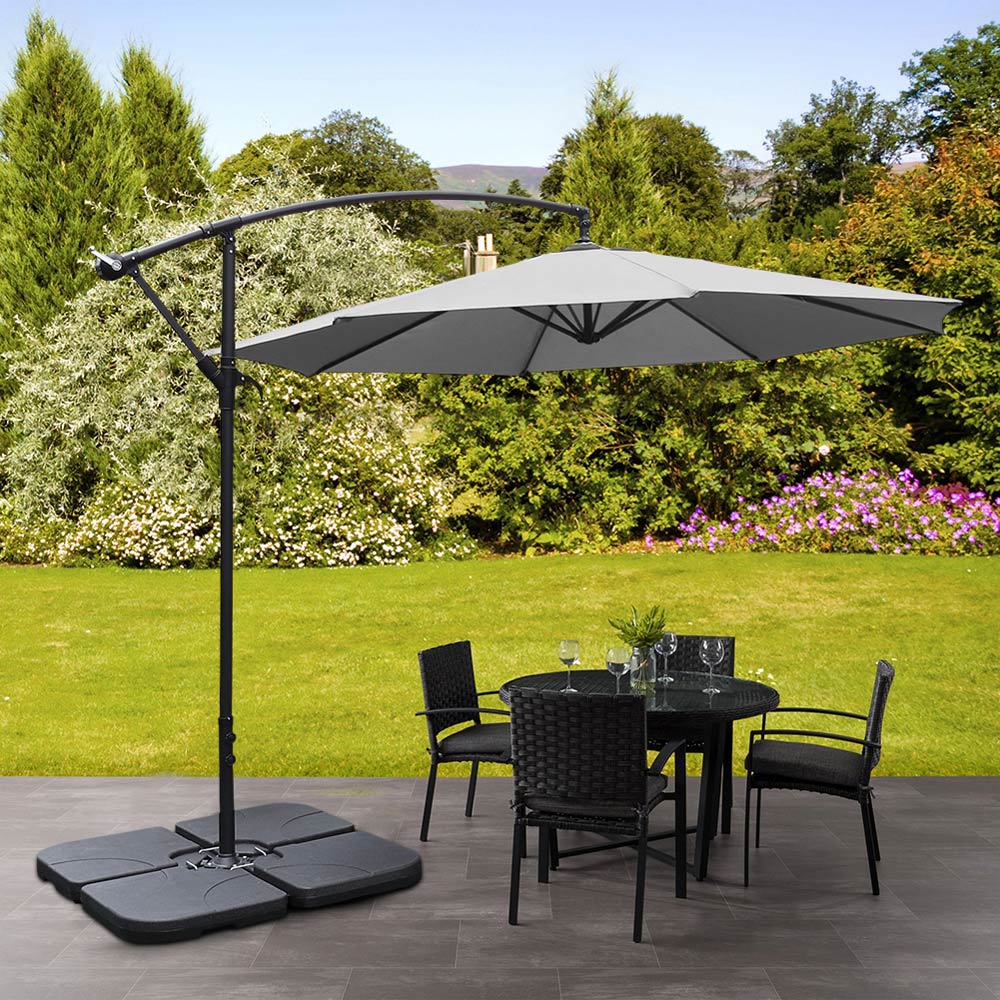 Living and Home Light Grey Cantilever Parasol with Square Base 3m Image 6