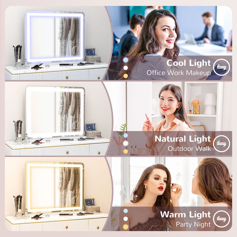 HOMCOM White LED Vanity Mirror with 10X Magnification and USB Port 80 x 62cm Image 5