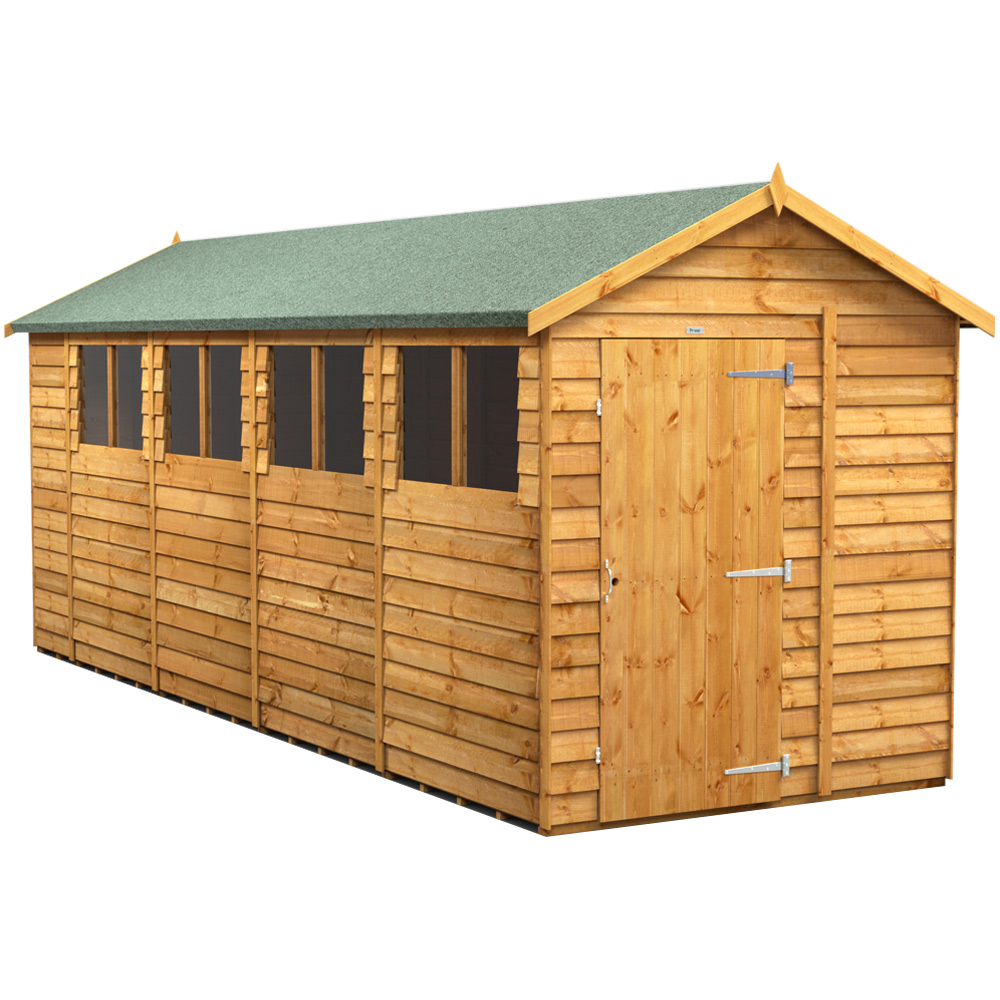 Power Sheds 18 x 6ft Overlap Apex Wooden Shed with Window Image 1