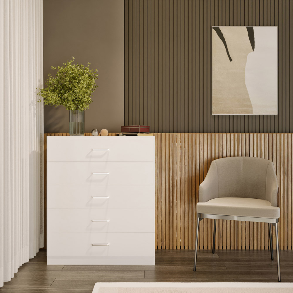 Seconique Dakota 5 Drawer White Storage Chest Image 8