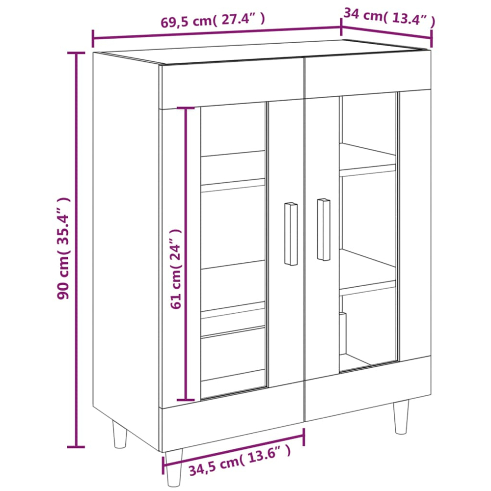 vidaXL 2 Glass Door White Sideboard Image 9