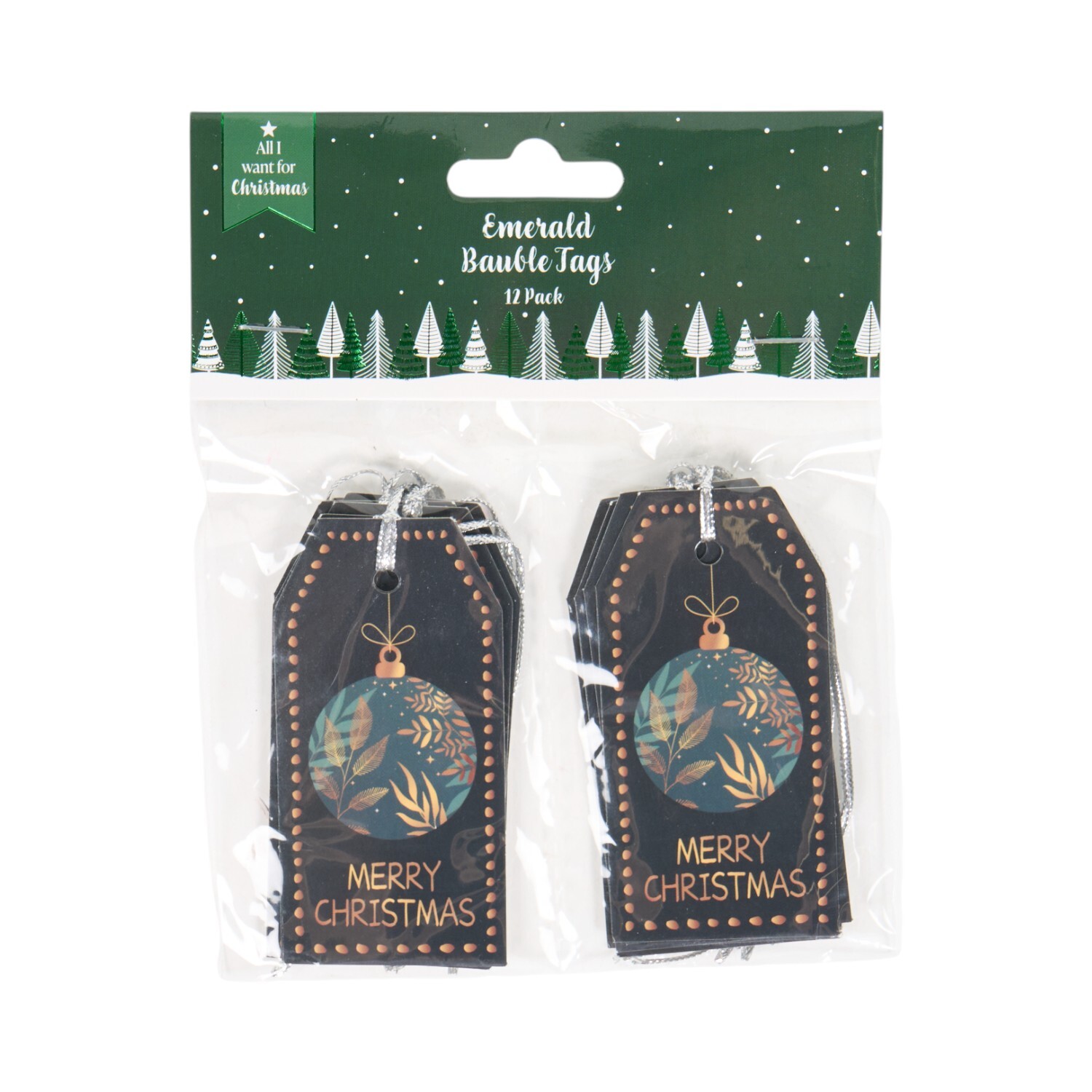 Pack of 12 Bauble Gift Tags Emerald Image 1