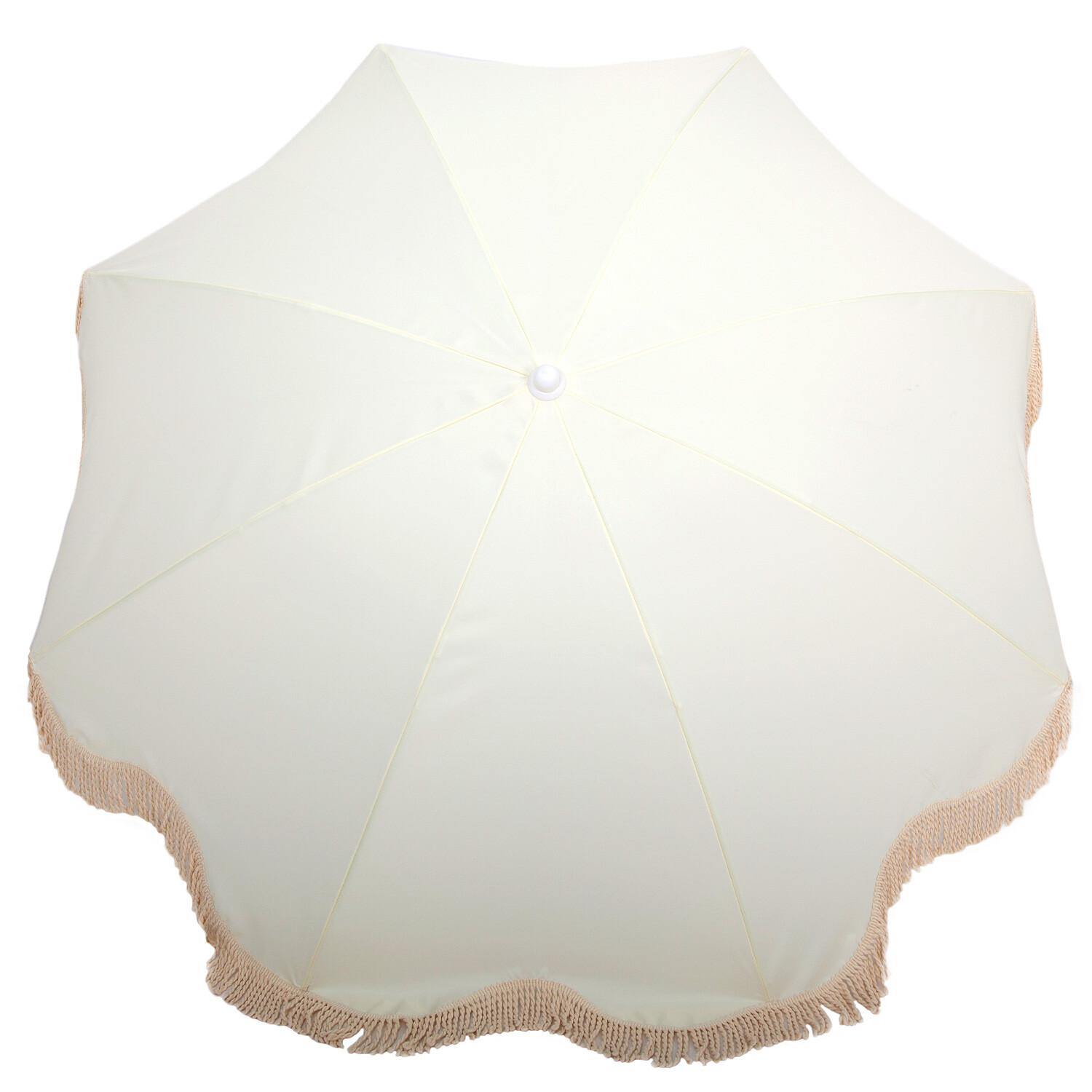 Cream Beach Umbrella with Tassels 1.7m Image 2
