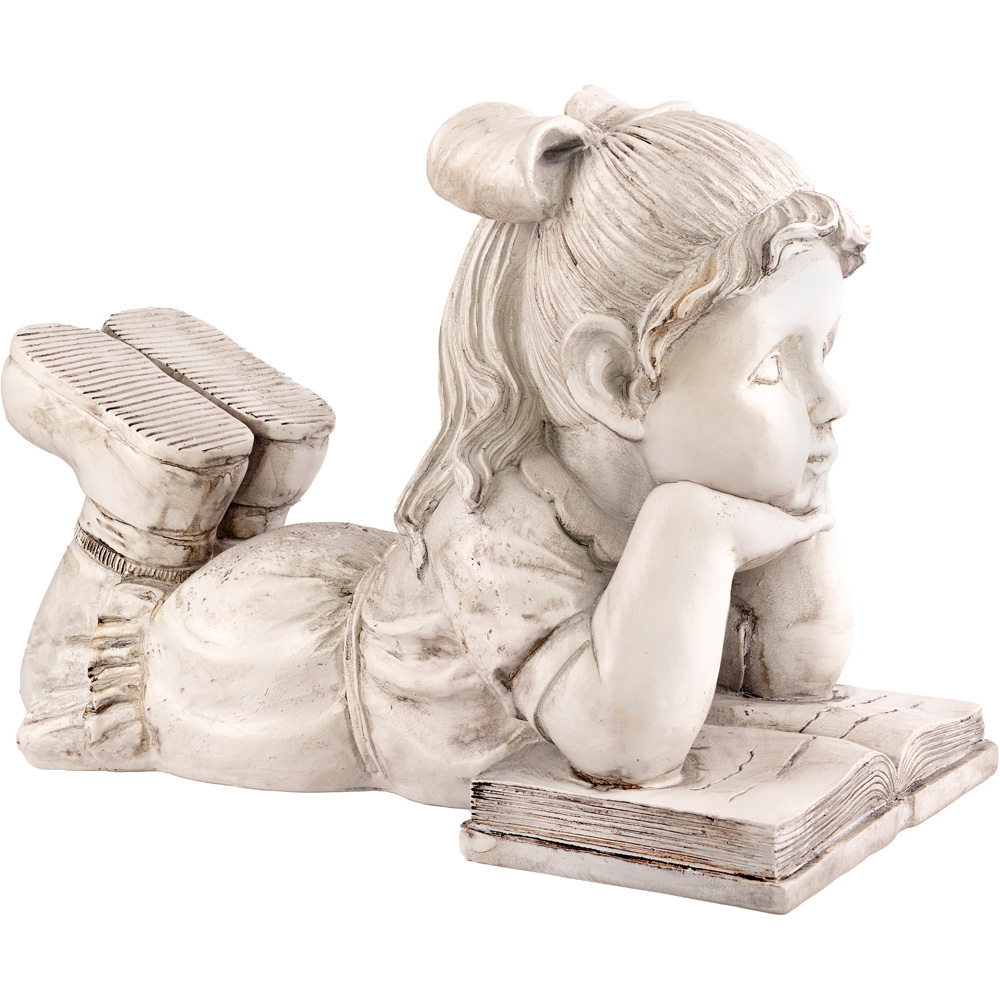 Marco Paul Lying Reading Girl Resin Statue Image 4