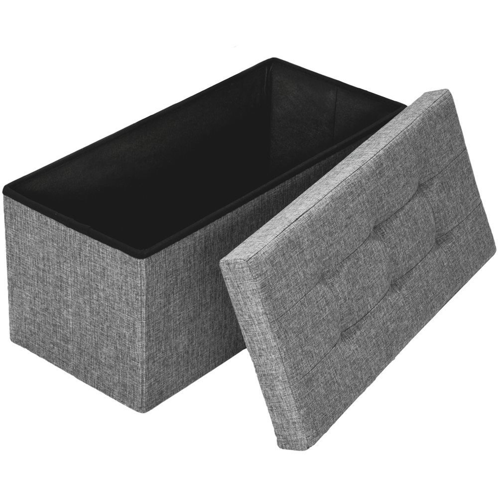tectake Light Grey Foldable Padded Stool with Storage Image 4