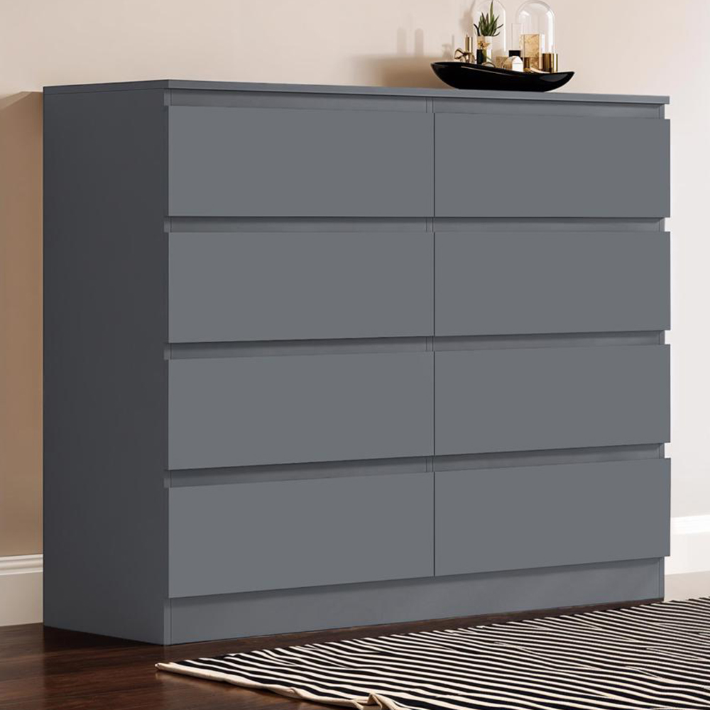 FWStyle Carlton 8 Drawer Matt Grey Chest of Drawers Image 1