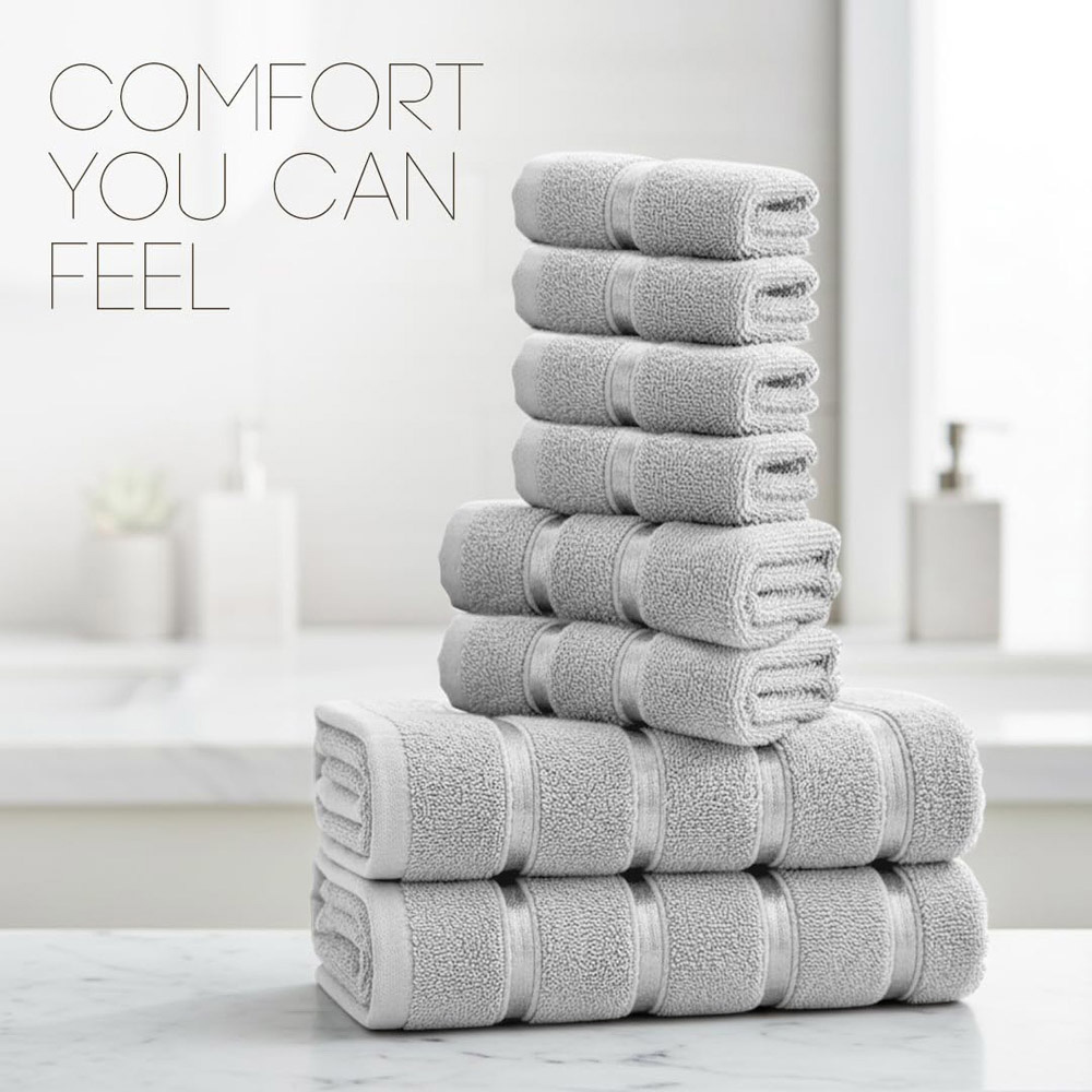 Smart Living Boston 8 Piece Silver Towel Bale Set Image 6