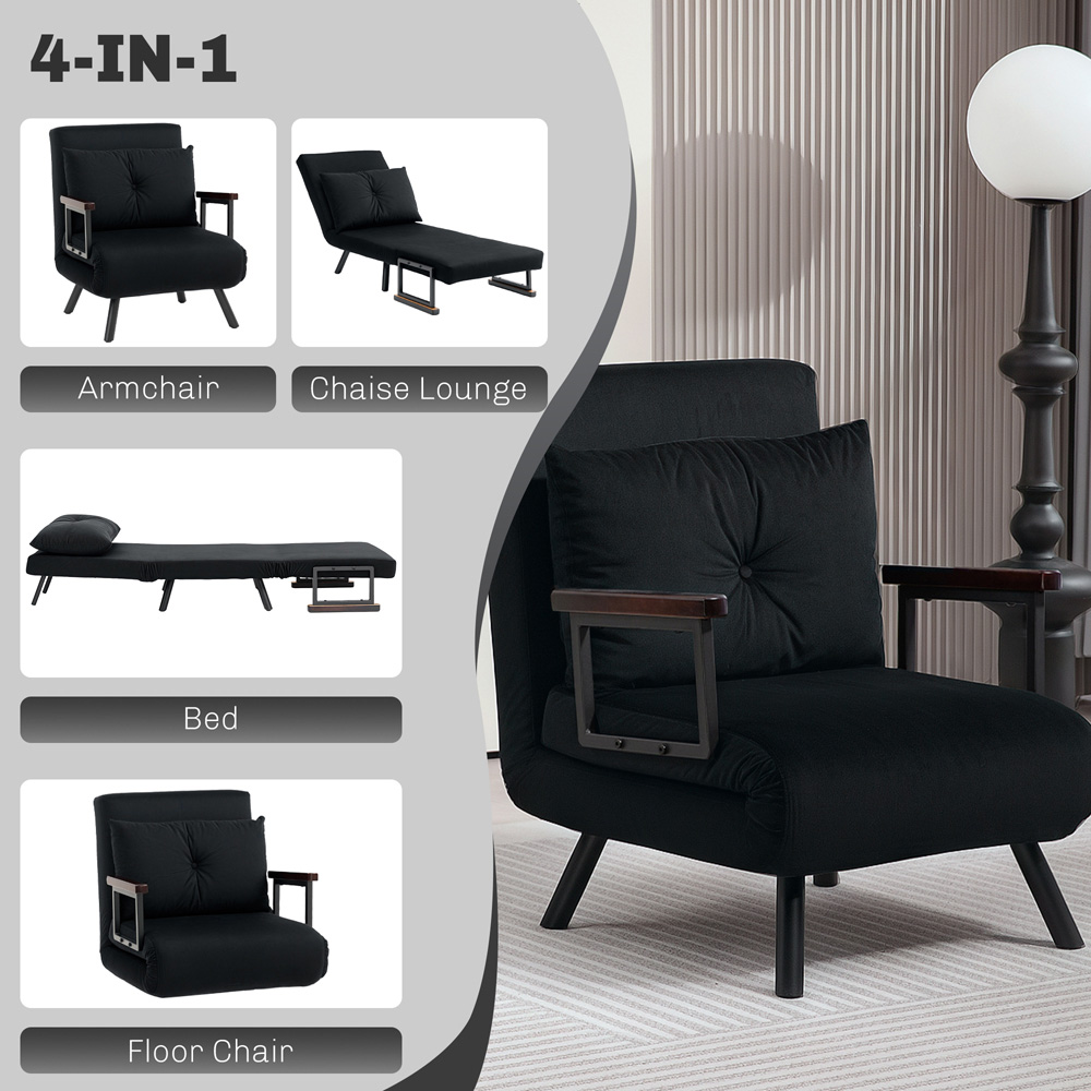HOMCOM Click Clack Black Single Bed Chair Image 7