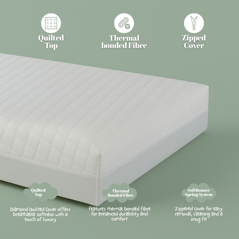 MHG Textiles White Firm Support Waterproof Baby Cot Bed Mattress 120 x 60 x 10cm Image 3