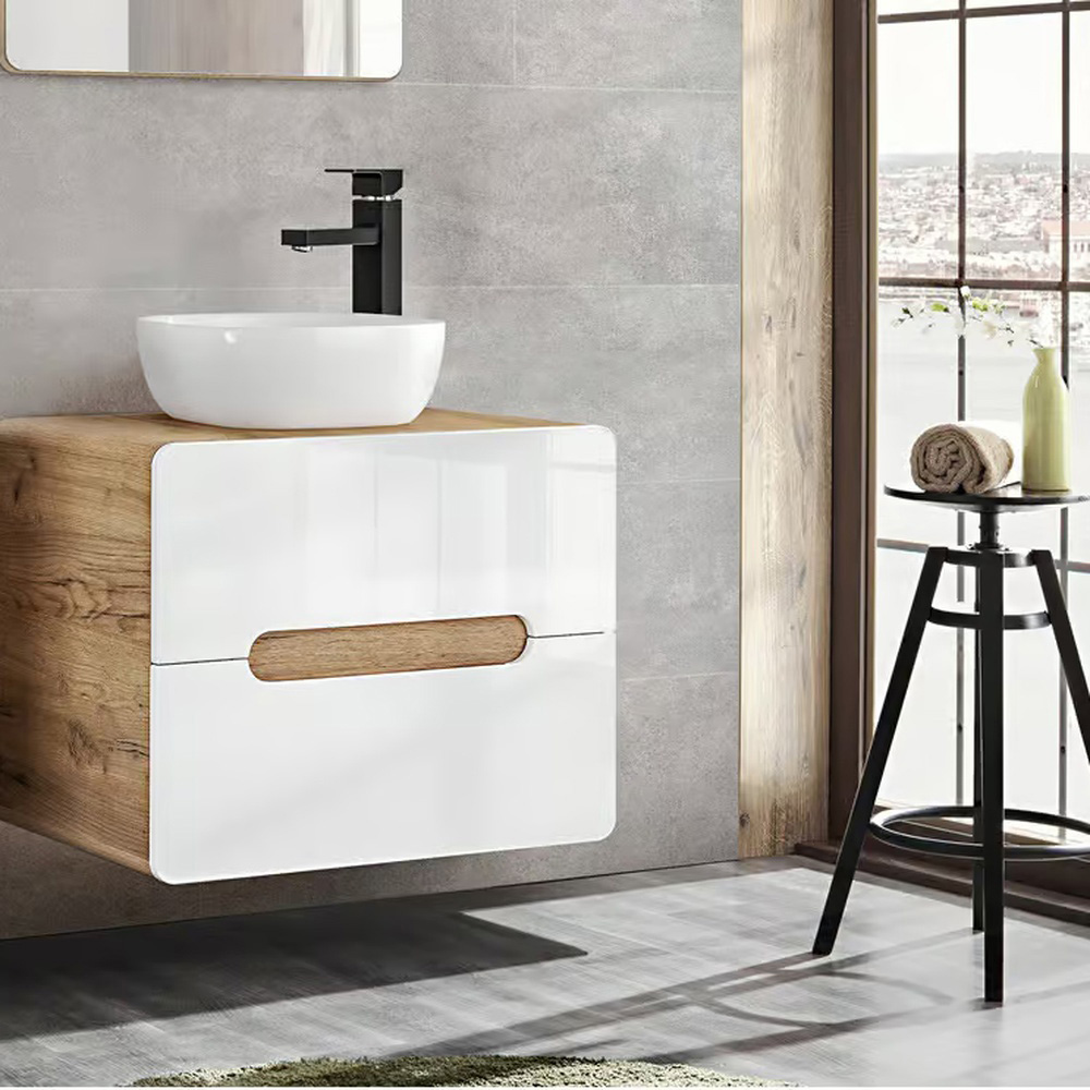 Impact Furniture Aruba White Gloss Oak Wall Hung Bathroom Furniture Set Image 5