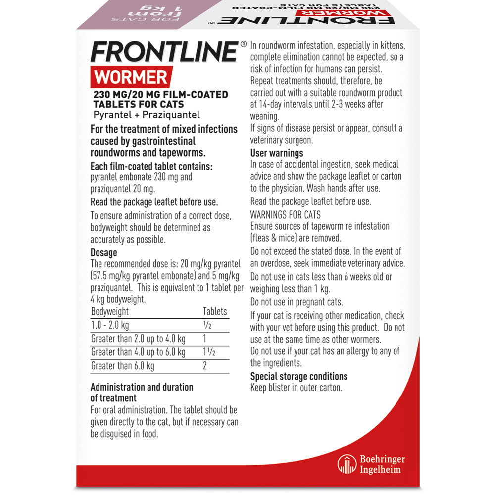 Frontline Wormer Tablets for Cat Image 3