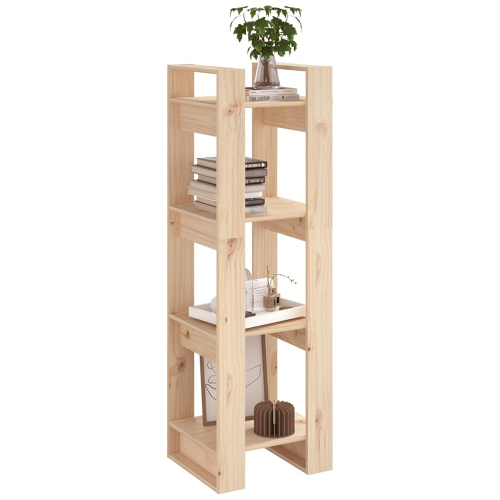 vidaXL 4 Shelf Natural Solid Pine Wood Bookcase Image 5