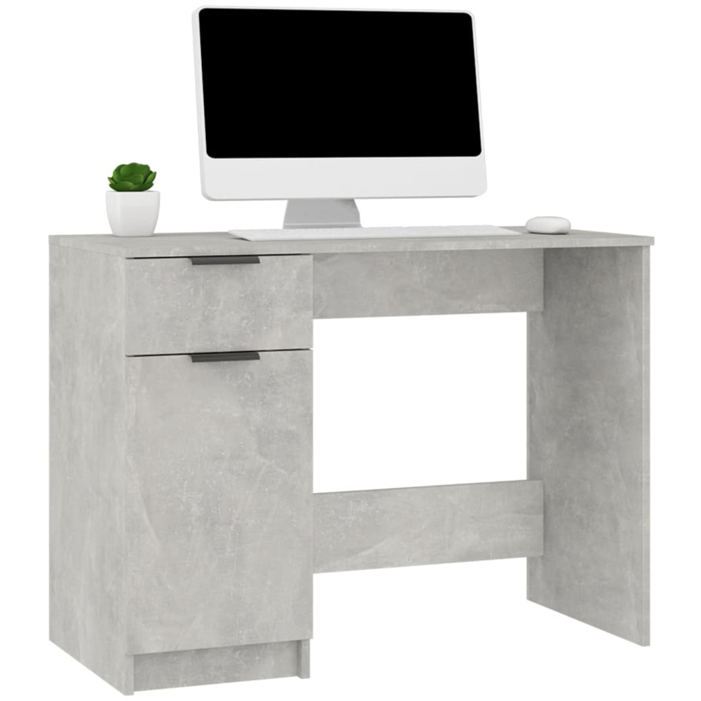 vidaXL Single Door Single Drawer Computer Desk Concrete Grey Image 3