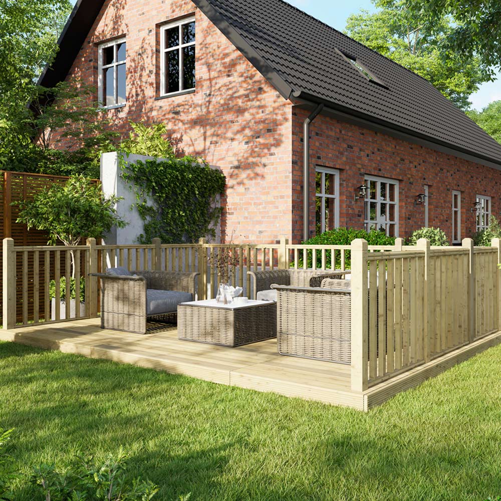 Power 12 x 16ft Timber Decking Kit With Handrails On 3 Sides Image 2