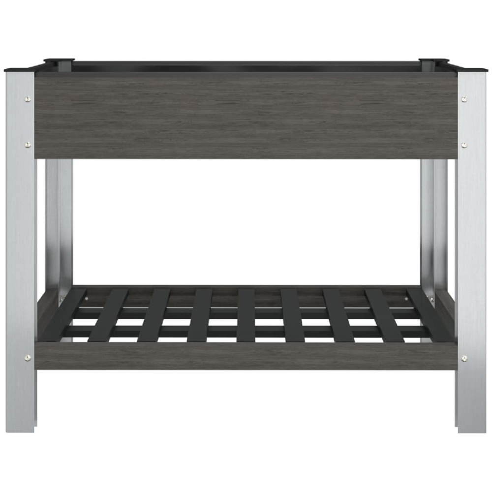 vidaXL Grey Wood Plastic Raised Garden Bed with Shelf 75 x 100 x 50cm Image 2