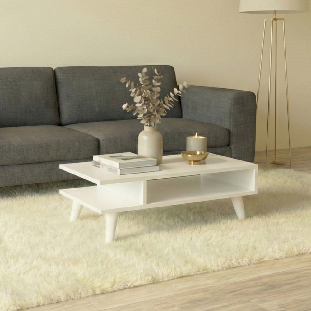 Decortie Titus Open Shelf White Coffee Table Image 4