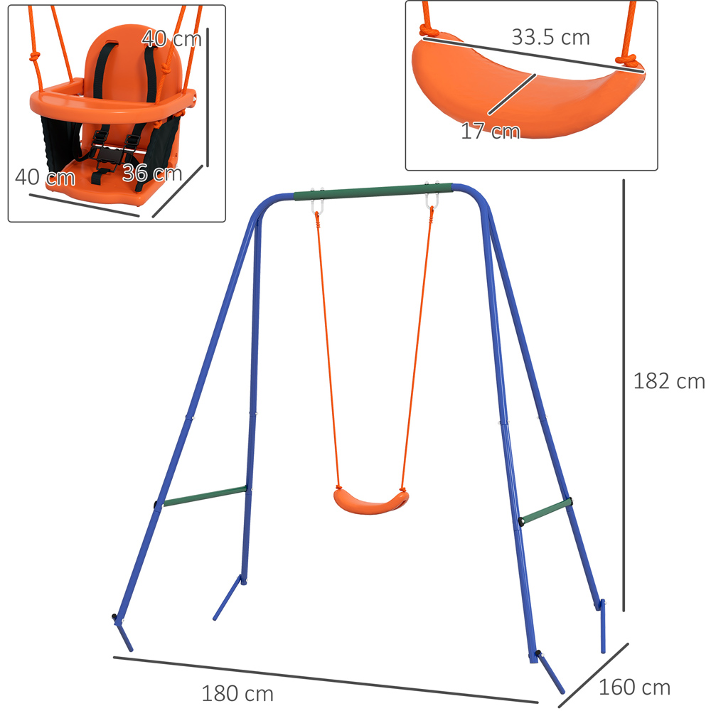 Outsunny Orange and Blue Toddler Garden Swing Set Image 8