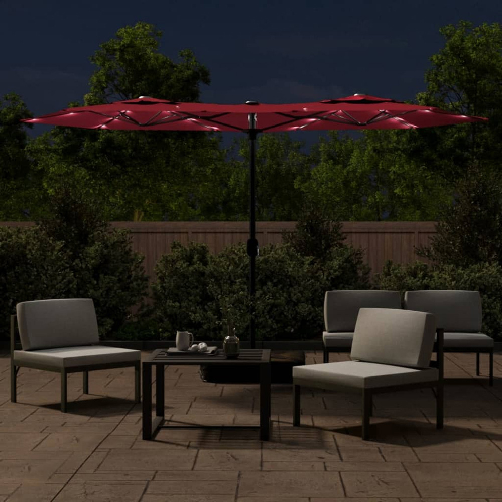 vidaXL Red Double Head LED Garden Parasol 3m Image 3