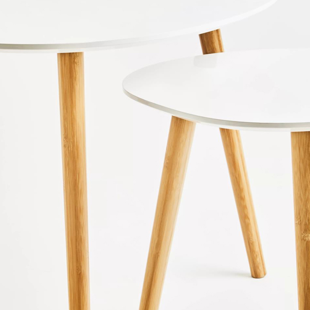 Interiors by Premier Nostra Gloss White and Natural Nest of Tables Set of 2 Image 4