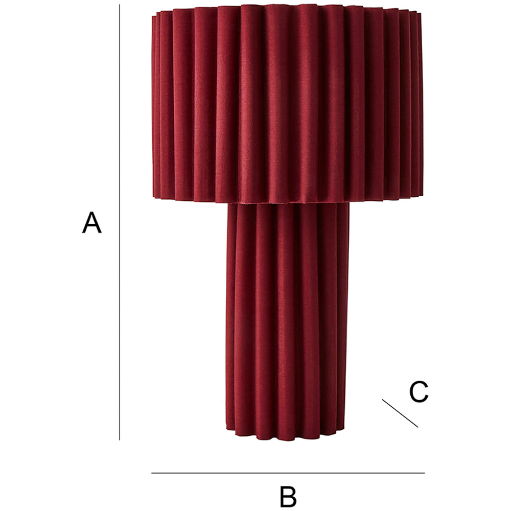 ValueLights Lenny Burgundy Wine Drum Lamp Shade Ribbed Full Fabric LED Table Lamp Image 8