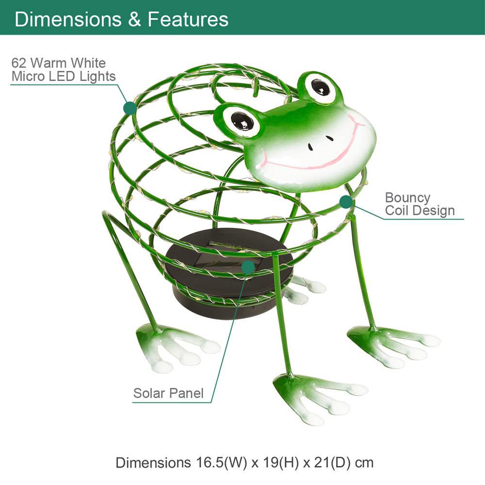 GardenKraft Micro LED Solar Wire Frog Statue Image 9