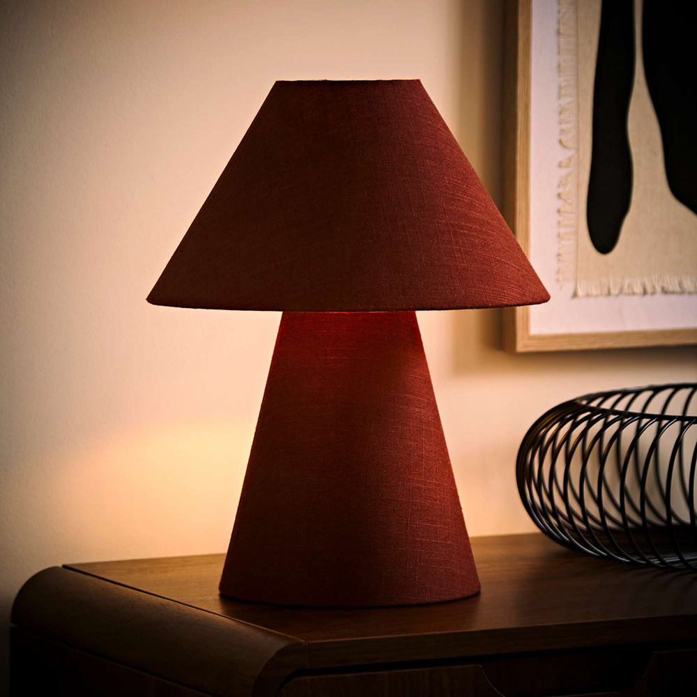 ValueLights Gigi Brown Tapered Full Fabric Conical Shade Table Lamp with Bulb Image 2