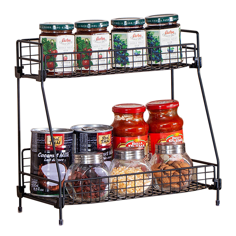 Living and Home 2 Shelf Countertop Freestanding Cosmetic and Kitchen Spice Storage Rack 31.5cm Image 4