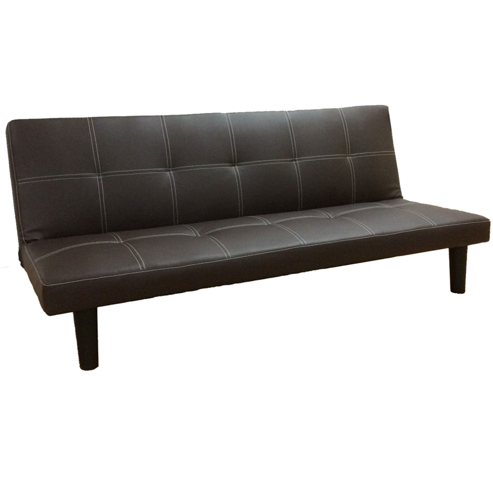 Brooklyn Single Chocolate Faux Leather Sofa Bed Image 2