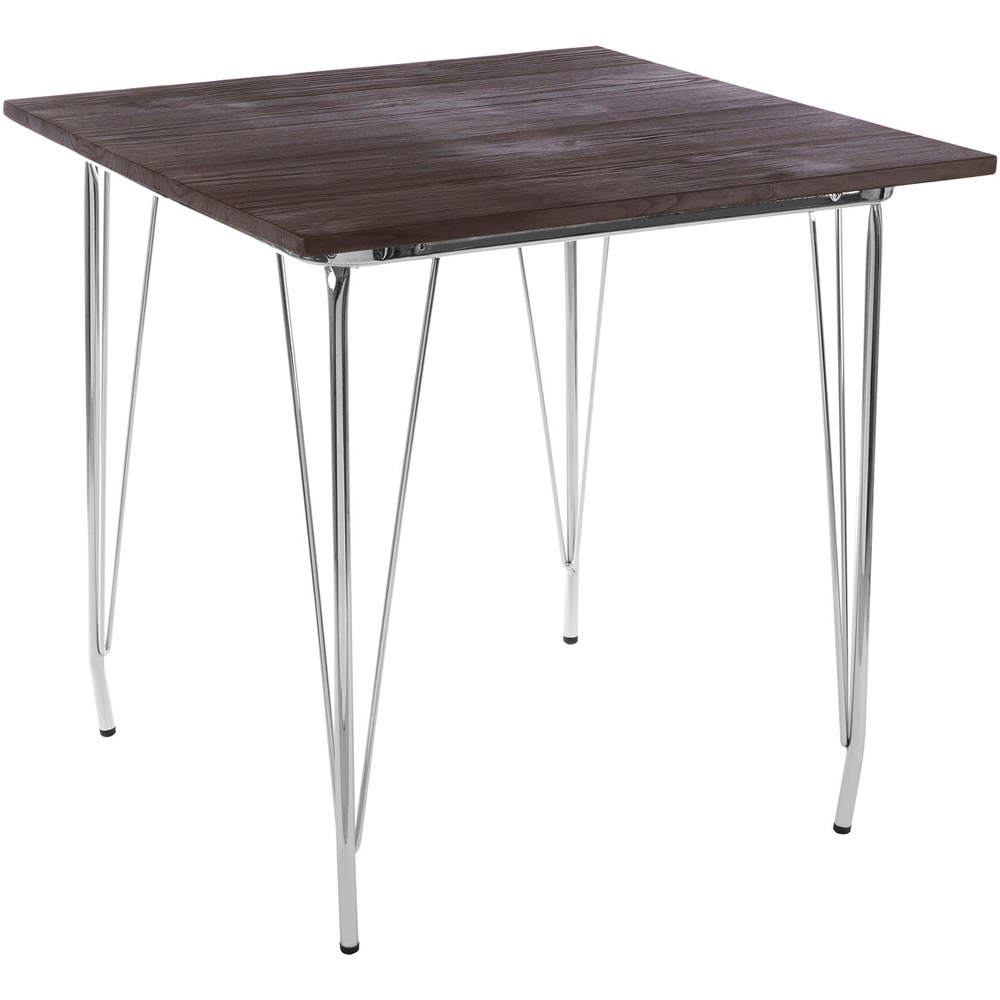 Premier Housewares 2 Seater Chrome Metal and Elm Wood Dining Table Image 3