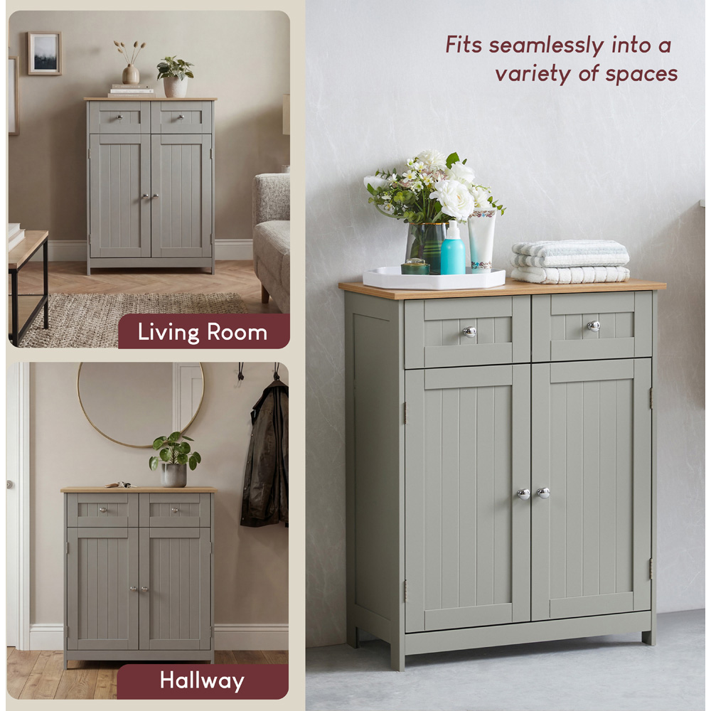 BATH VIDA Priano 2 Door 2 Drawer Grey Floor Cabinet Image 8