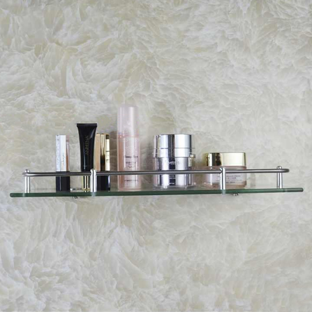 Living and Home Single Tier Silver Wall Mounted Bathroom Shelf Image 2