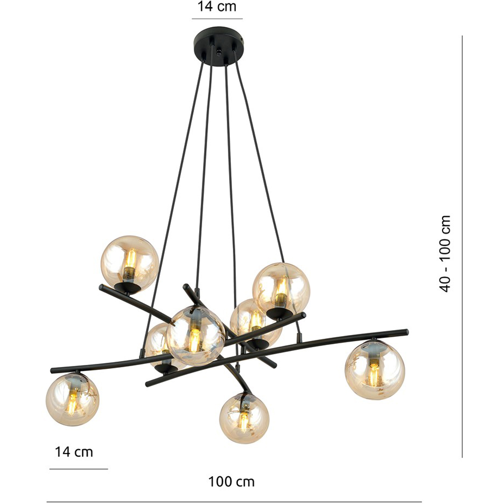 Emibig Essa 8 Light Amber Shade Black E14 Ceiling Pendant Light Image 9