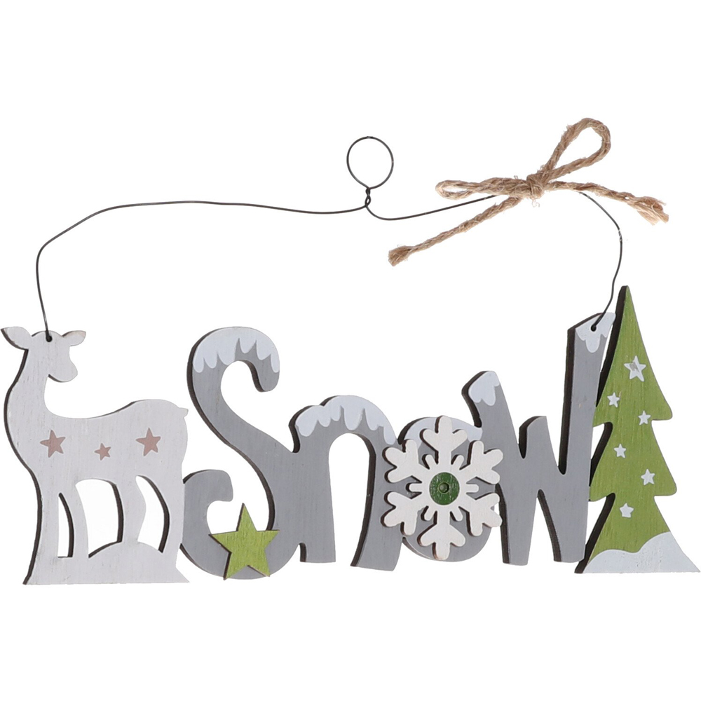 Single Alpine Lodge Snow or Noel Sign Ornament in Assorted styles Image 2