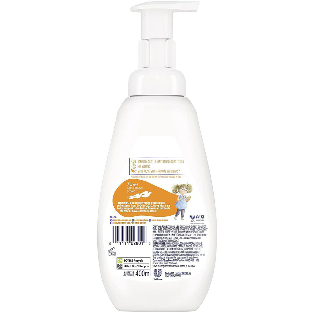 Dove Kids Care Coconut Cookie Hypoallergenic Foaming Body Wash 400ml 8 Pack Image 3