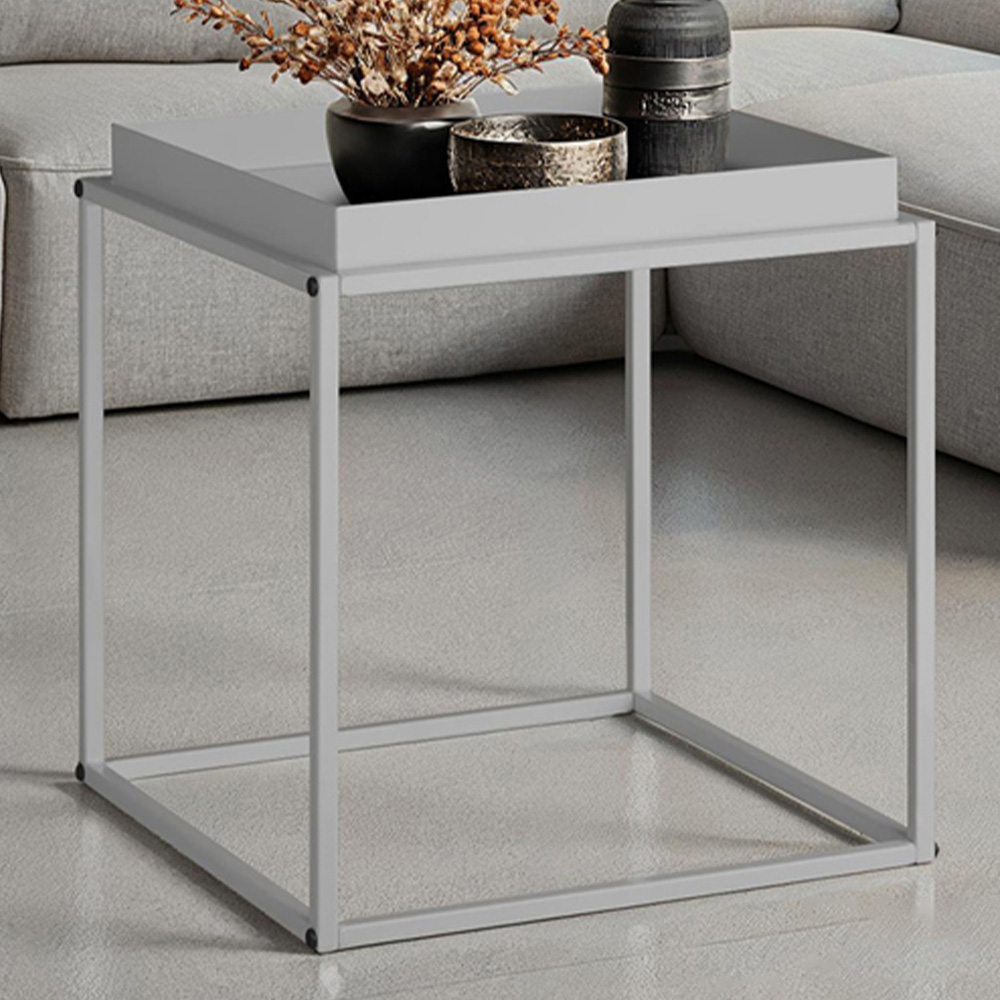 tectake Cambridge Single Shelf Grey Bedside Table Image 1
