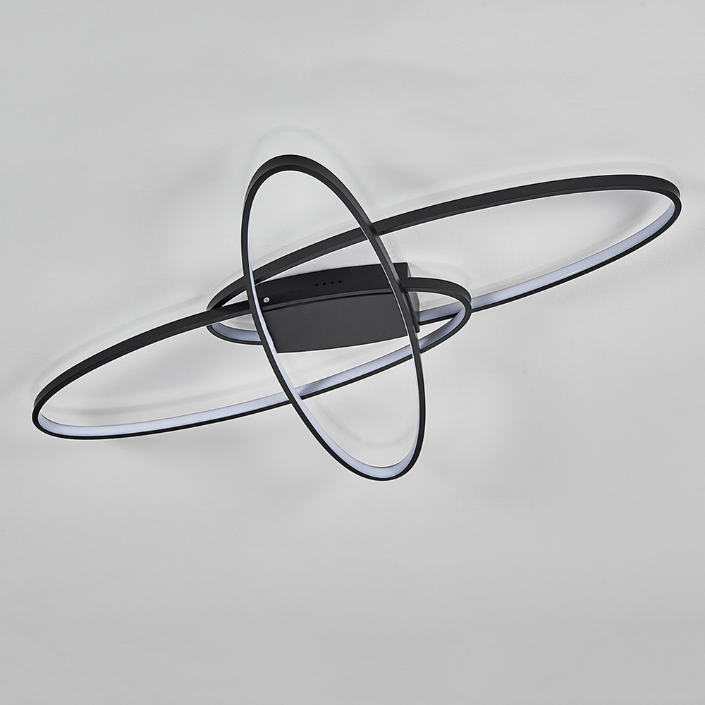Living and Home Black Cross Unique Oval Ceiling Light Image 4